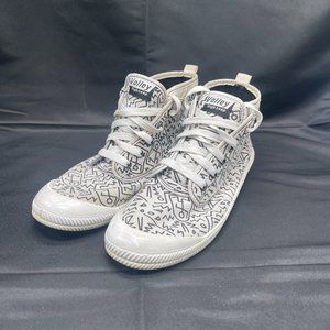 Vintage Volley Canvas Doodle High-Top Sneakers Size 9